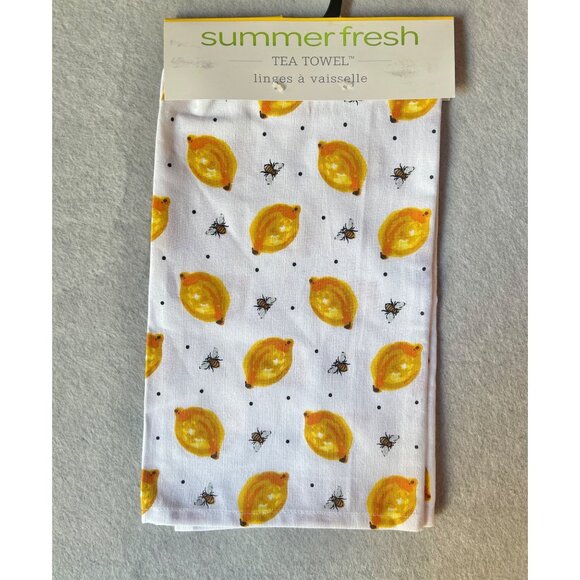 Gift Craft Summer Fresh Lemon & Bee Printed Tea Towel 100% Cotton 27x 25 NWT - Picture 3 of 4